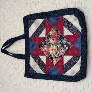 Handmade Quilt Rework Floral Patchwork Tote Bag Library Market Work Laptop Bag